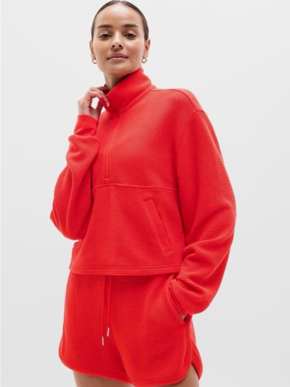 NWT Athleta Tranquil Waffle 1/2 Zip Sweatshirt